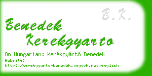 benedek kerekgyarto business card